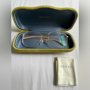 Gucci Square Gold Metal-frame Glasses
